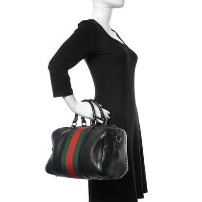 Gucci Calfskin Vintage Web Medium Boston Black 2 of 9