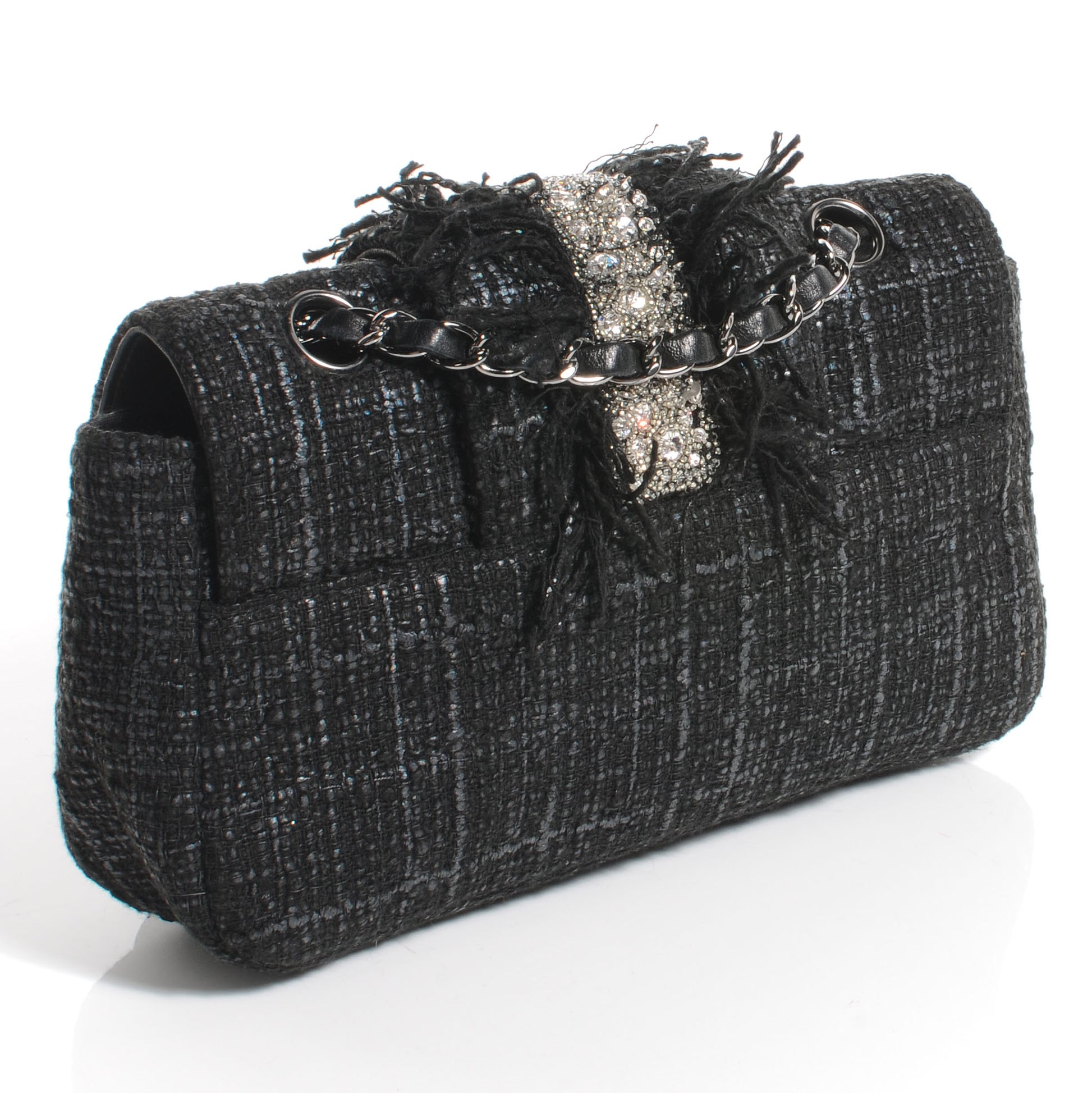 Chanel Tweed Swarovski Crystal Small Flap Black 3 of 7