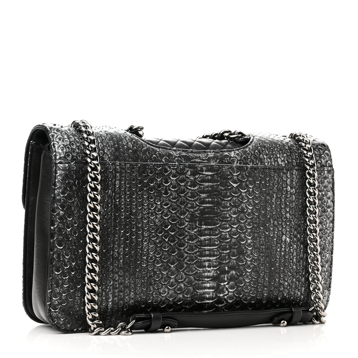 Snakeskin Large Perfect Edge Flap Silver