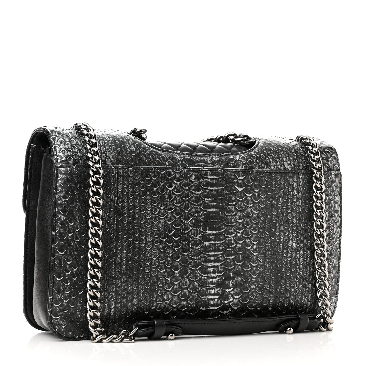 Chanel Snakeskin Large Perfect Edge Flap Silver 3 of 10