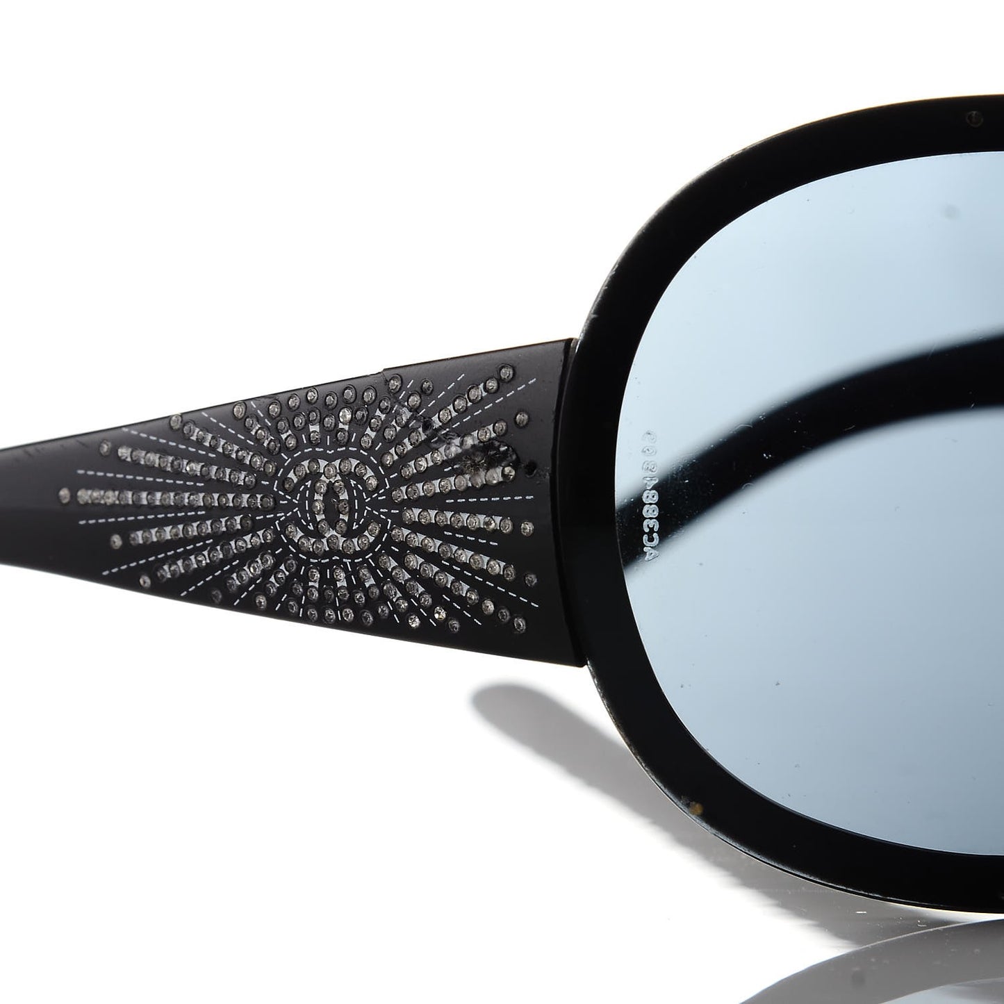 Shield Crystal CC Logo Sunglasses 4148 B Black