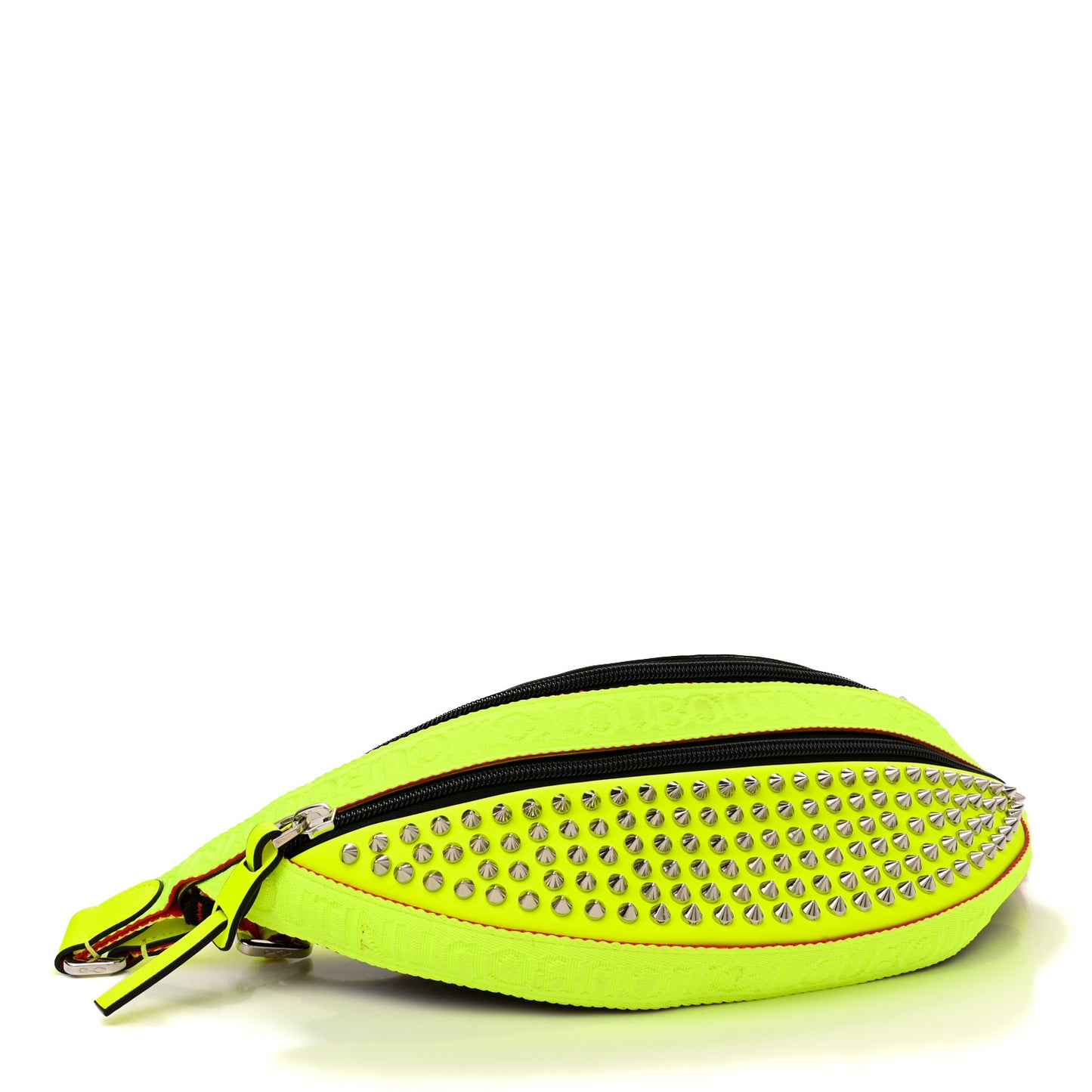 Calfskin Spiked ParisnycBelt Bag Fluo Yellow