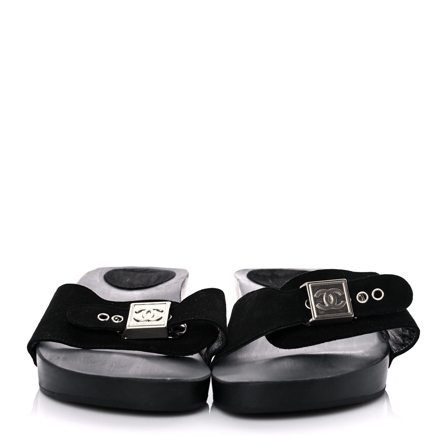 Chanel Suede Wood Sandals 41 Black 2 of 13