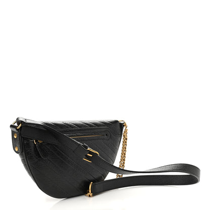 Balenciaga Shiny Goatskin Allover Logo Embossed XXS Souvenir Belt Bag Black 3 of 8