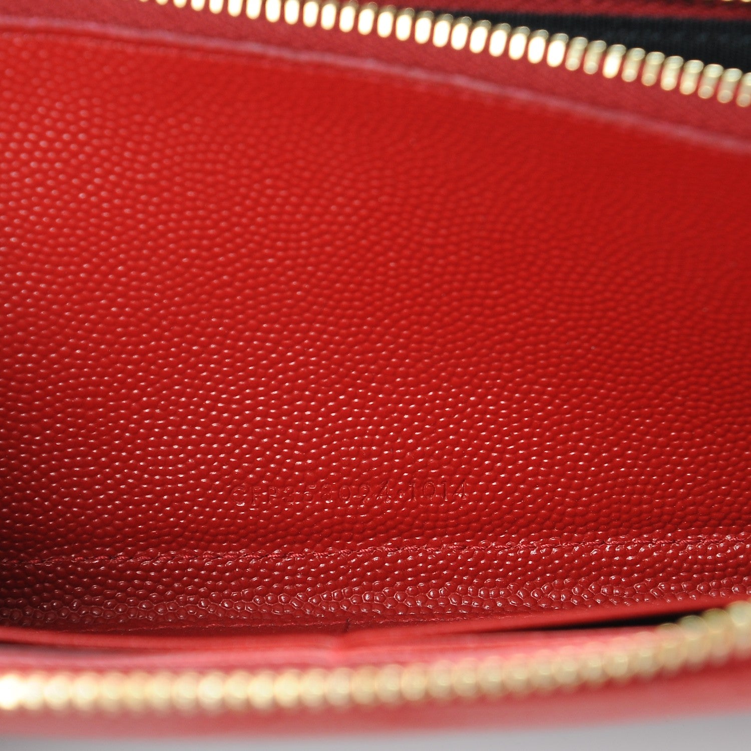 Saint Laurent Grain De Poudre Matelasse Chevron Monogram Zip Around Wallet Red 7 of 7
