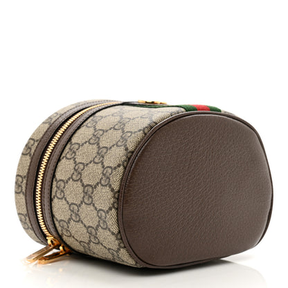 Gucci GG Supreme Monogram Textured Calfskin Web Ophidia Vanity Cosmetic Case Beige Ebony New Acero 4 of 8