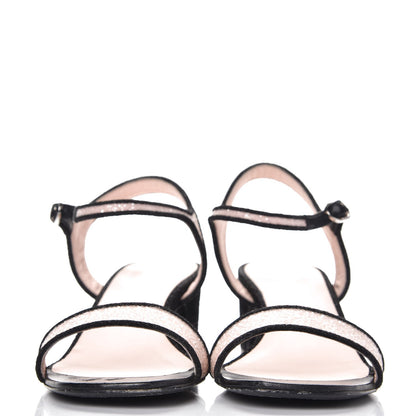 Chanel Fantasy Fabric Lurex Sandals 40 Pink Black 2 of 16