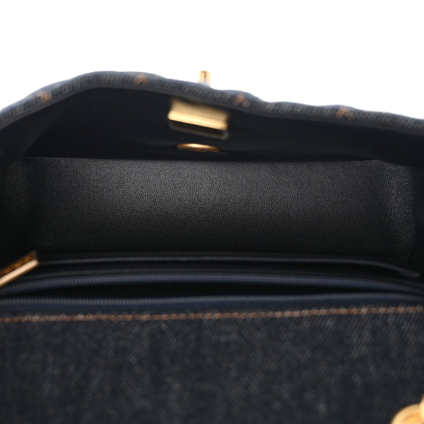 Denim Quilted Mini Rectangular Flap Dark Blue
