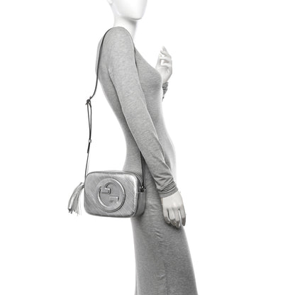 Gucci Metallic Sakai Be Green Calfskin Diagonal Stitched Small Blondie Shoulder Bag Silver 2 of 10