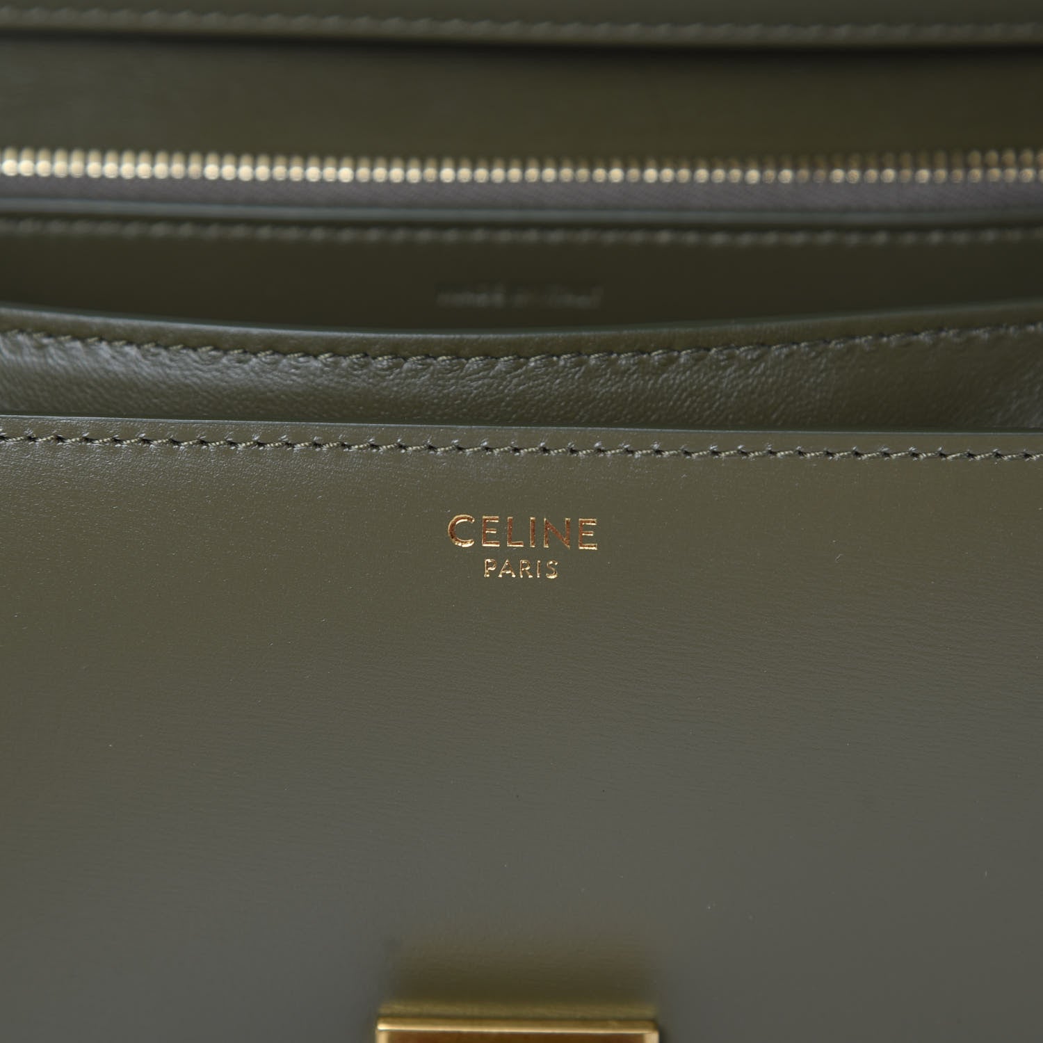 Celine Box Calfskin Classic Box Medium Flap Bag Army Green 6 of 10