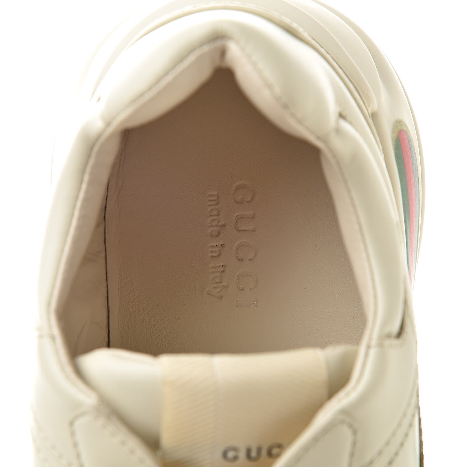 Gucci Calfskin Logo Womens Rhyton Sneakers 37.5 Ivory 7 of 8