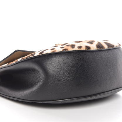 Chloe Calfskin Calf Hair Leopard Print Drew Shoulder Bag Black 5 of 9
