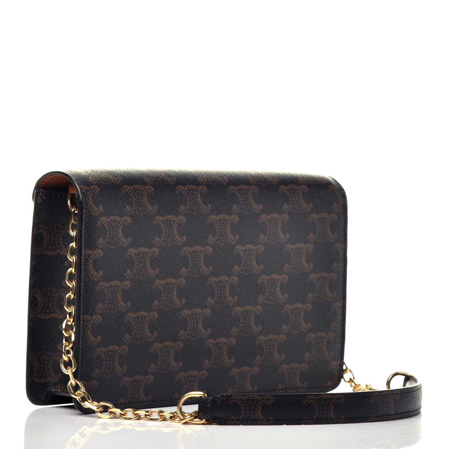 Celine Triomphe Canvas Maillon Wallet On Chain Bag Tan 3 of 8