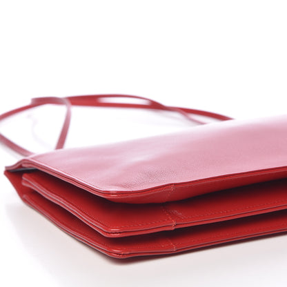 Celine Patina Box Calfskin Medium Clasp Shoulder Bag Pop Red 8 of 10