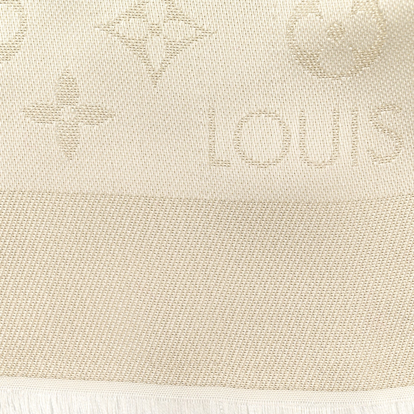 Silk Wool Monogram Shine Shawl White