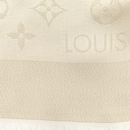 Louis Vuitton Silk Wool Monogram Shine Shawl White 4 of 5