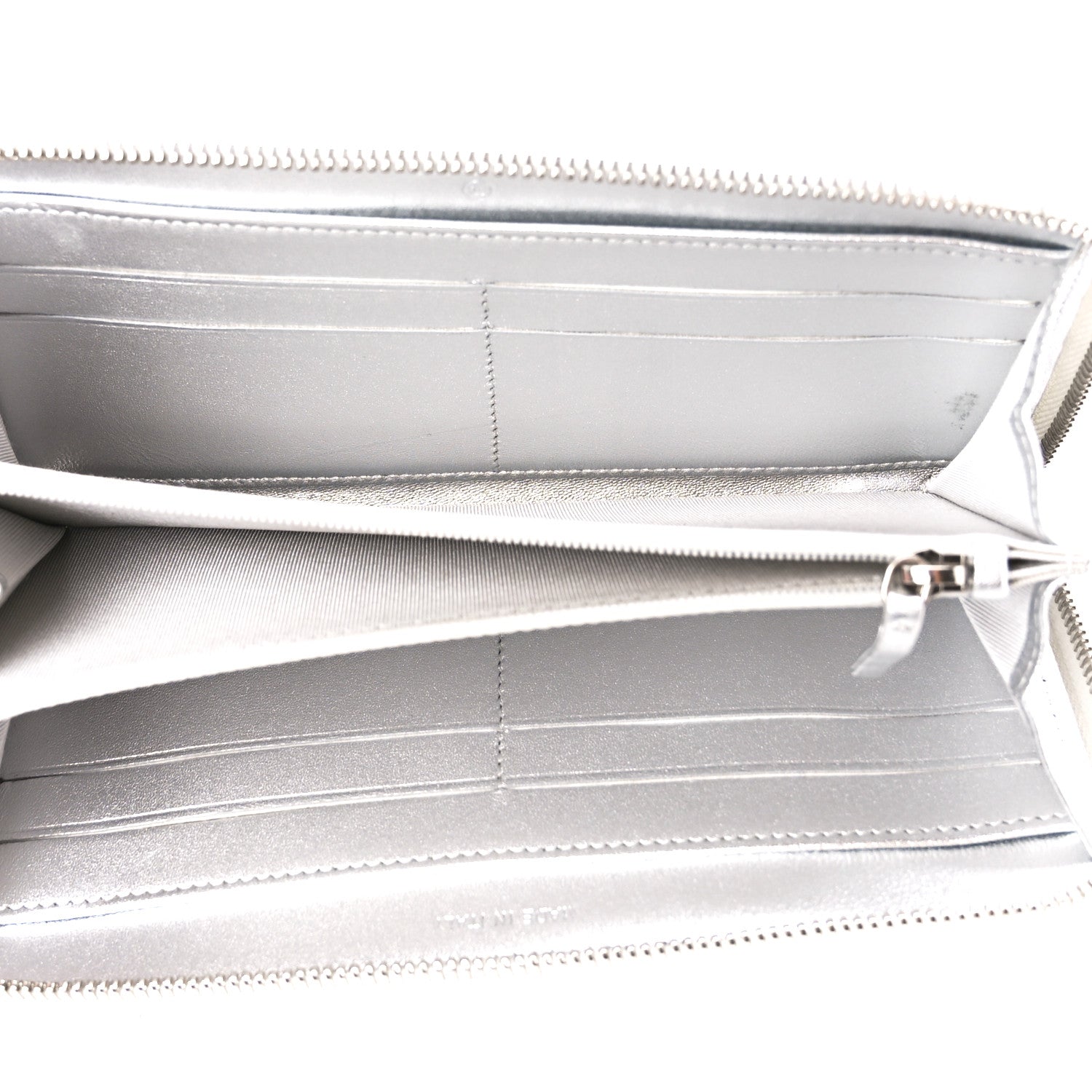 Chanel Metallic Lambskin Quilted Large Gusset Zip Around Wallet Silver 5 of 11