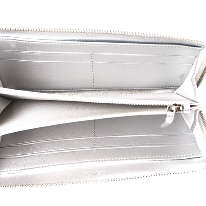 Chanel Metallic Lambskin Quilted Large Gusset Zip Around Wallet Silver 5 of 11