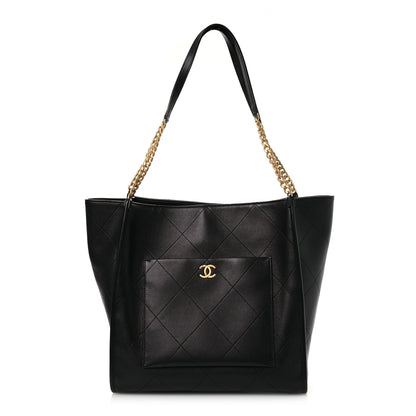 Chanel Caviar Stitched Pocket CC Large Tote Black 1 of 14