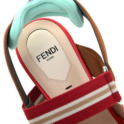 Fendi Technical Mesh FF Colibri 55mm Slingback Pumps 38 Tobacco Moro Cipria Papavero Camelia 8 of 10