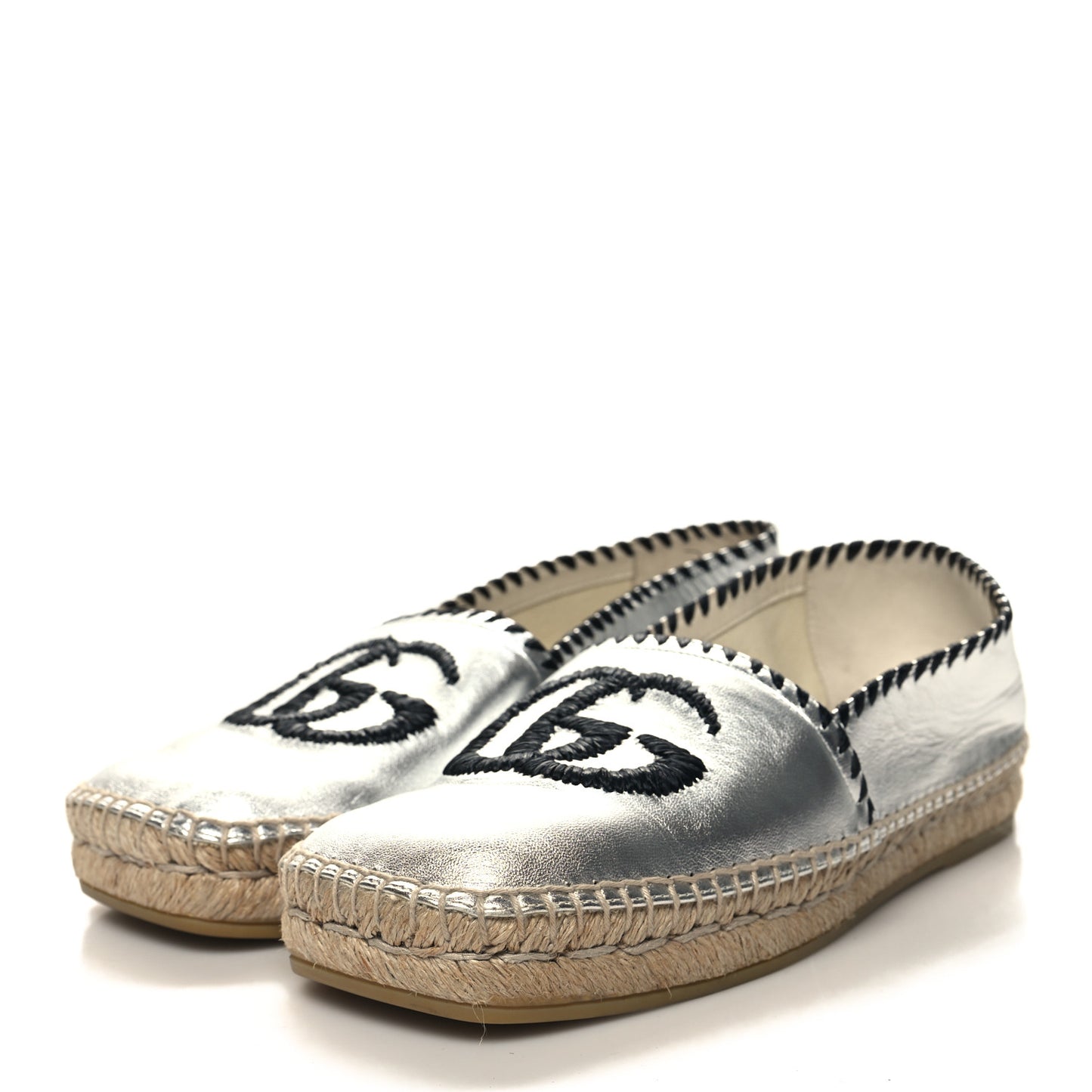 Metallic Nappa GG Marmont Espadrilles 37 Silver