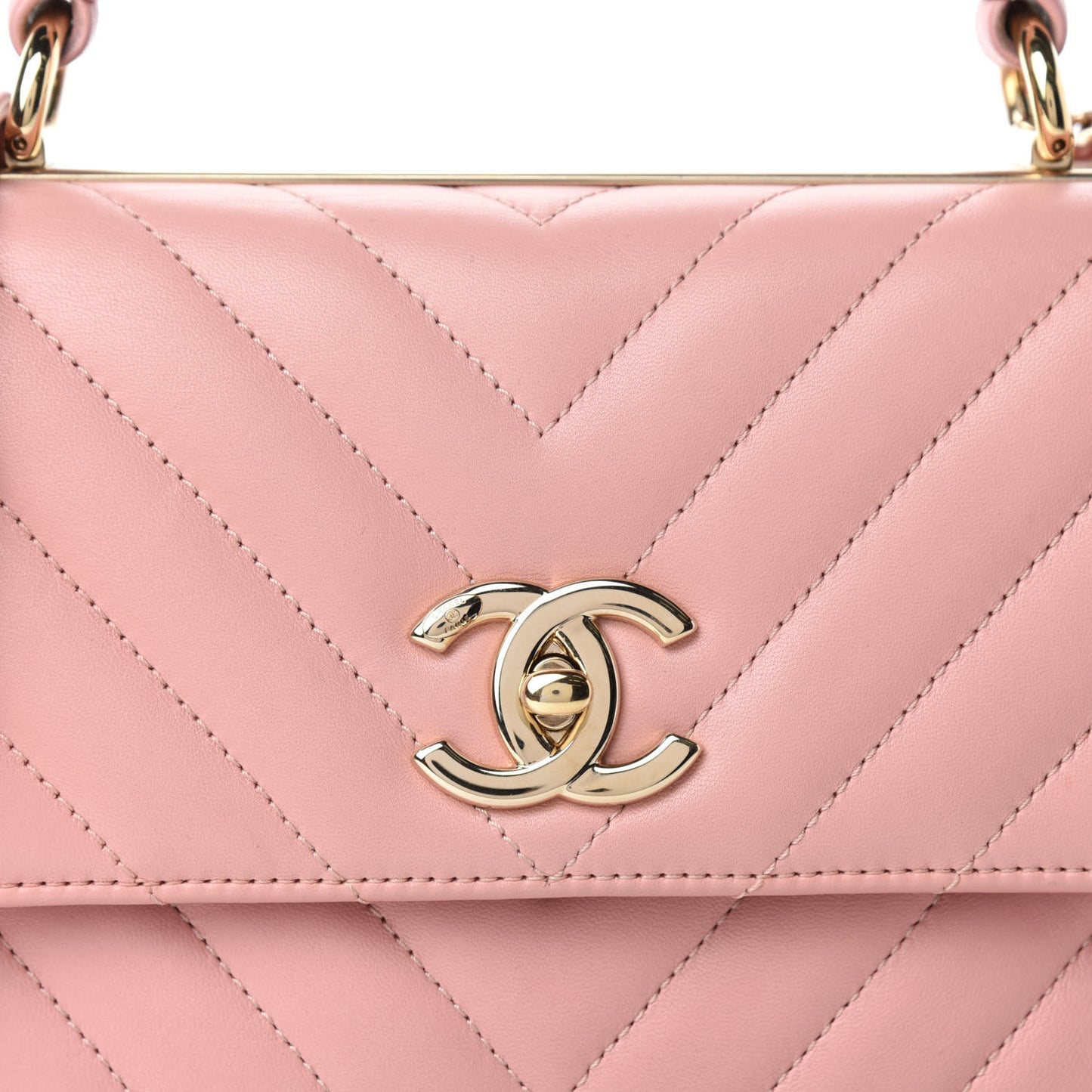 Lambskin Chevron Quilted Small Trendy CC Dual Handle Flap Bag Light Pink