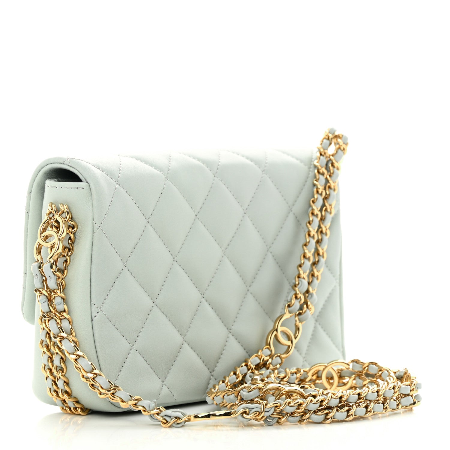 Chanel Lambskin Quilted Mini CC You Flap Light Grey 3 of 12