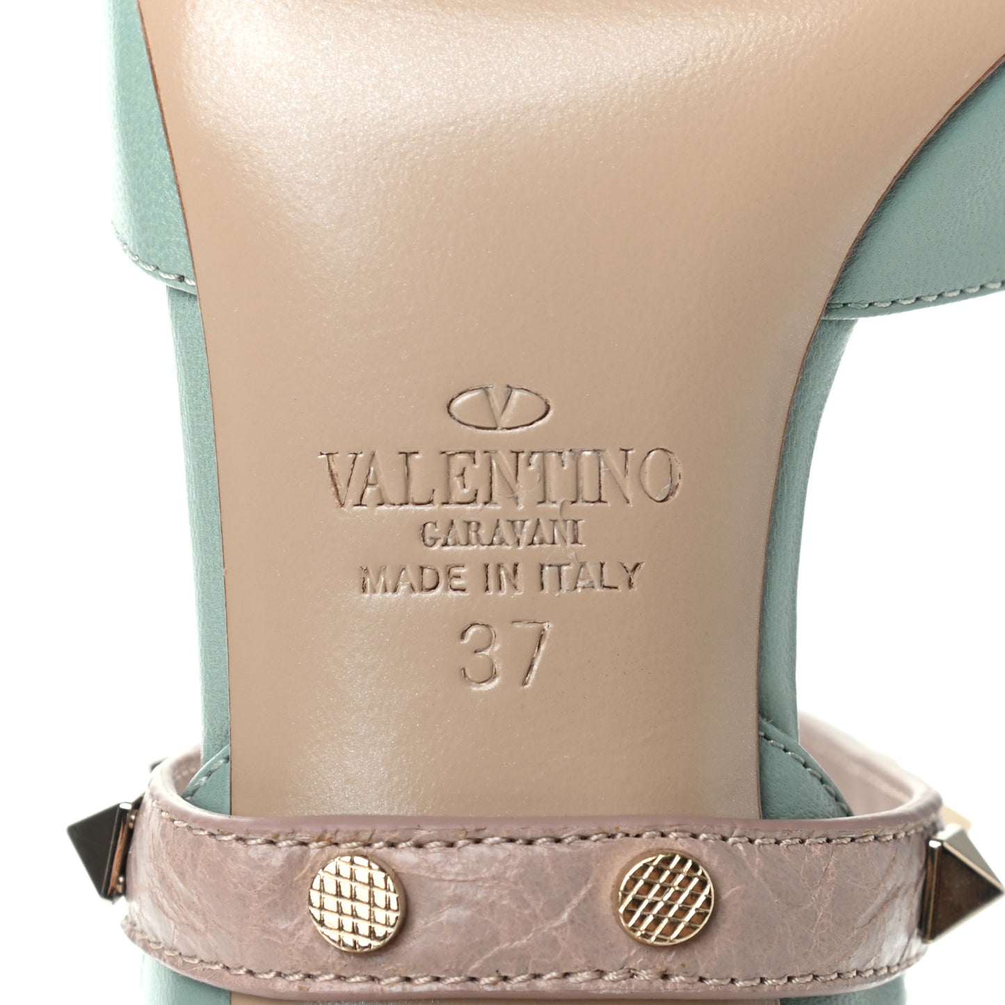Nappa Rockstud Cross Strap Slingback 90mm Pumps 37 Morning Dew Poudre