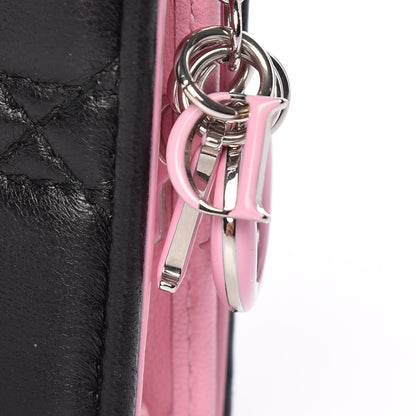 Christian Dior Lambskin Cannage Bi-Color Small Lady Dior Flap Card Holder Black Pink 9 of 10