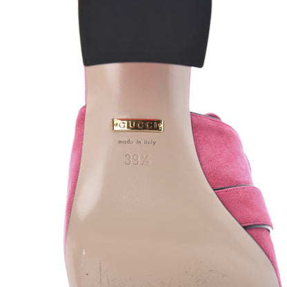 Gucci Kid Scamosciato GG Marmont Fringe 75mm Slide Sandals 39.5 Hot Pink 7 of 11