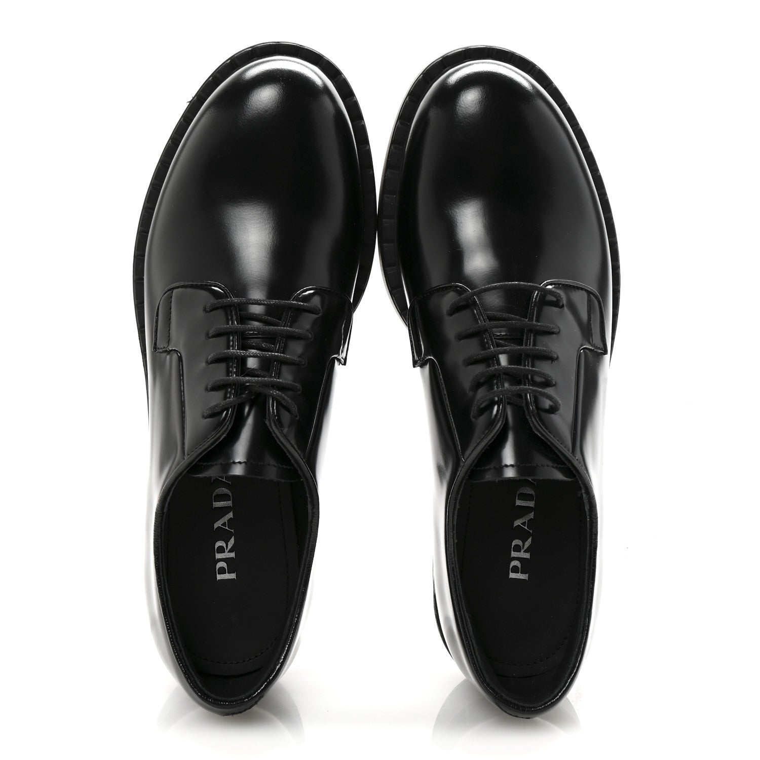 Prada Spazzolato Lace Up 50mm Loafers 39 Black 2 of 9