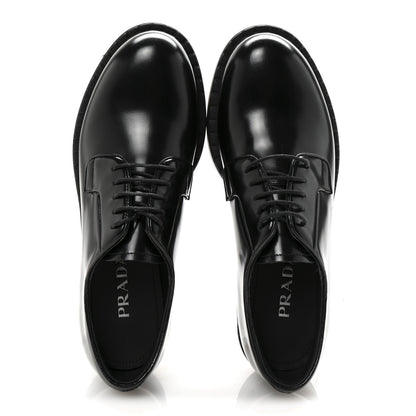 Prada Spazzolato Lace Up 50mm Loafers 39 Black 2 of 9
