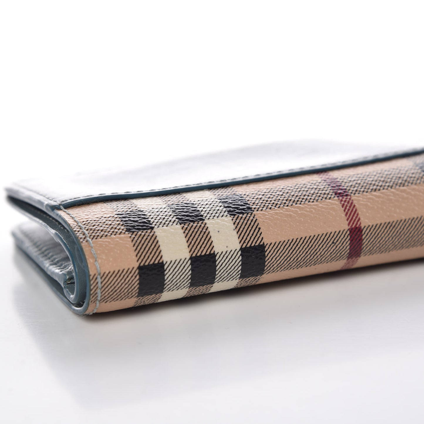 Calfskin Haymarket Check Medium Cowley Flap Wallet Eucalyptus Grey