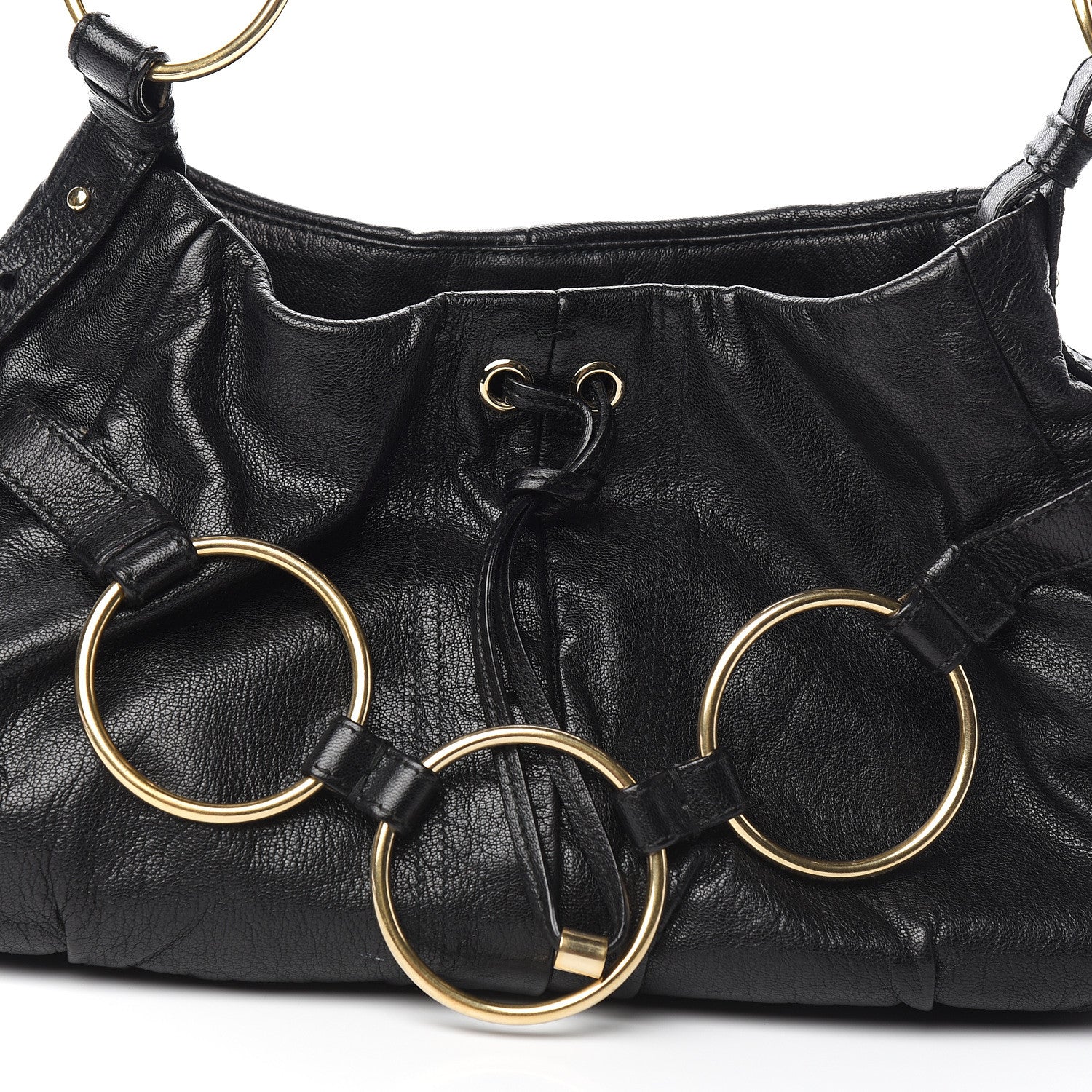 Saint Laurent Calfskin Saharienne Shoulder Bag Black 14 of 15