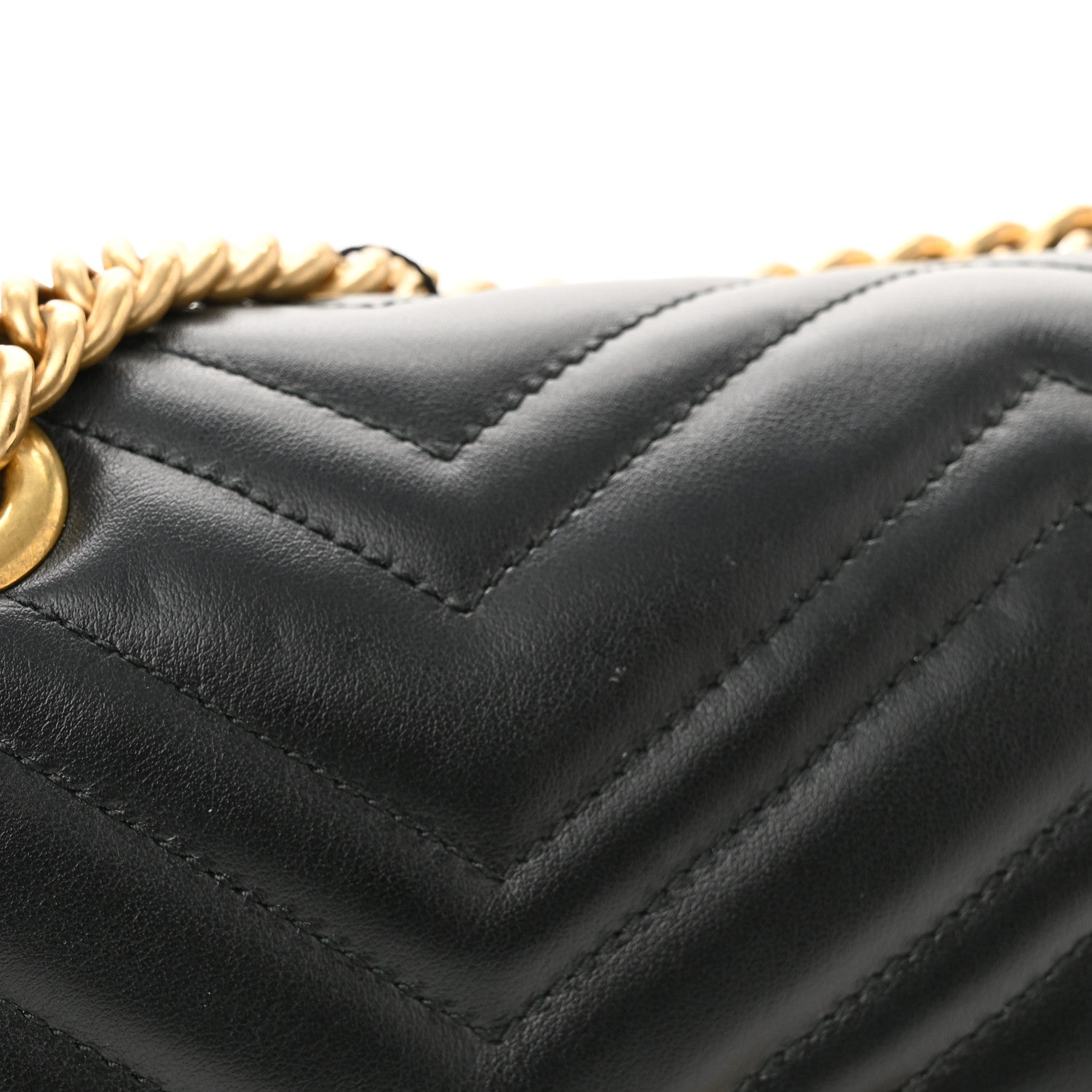Gucci Calfskin Matelasse Medium GG Marmont Shoulder Bag Black 10 of 11