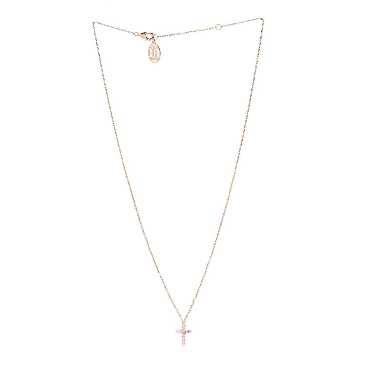 Cartier 18K Pink Gold Diamond Symbols Cross Pendant Necklace 3 of 6