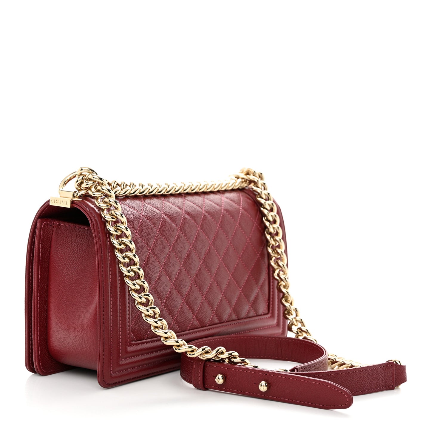 Caviar Quilted Medium Boy Flap Dark Red