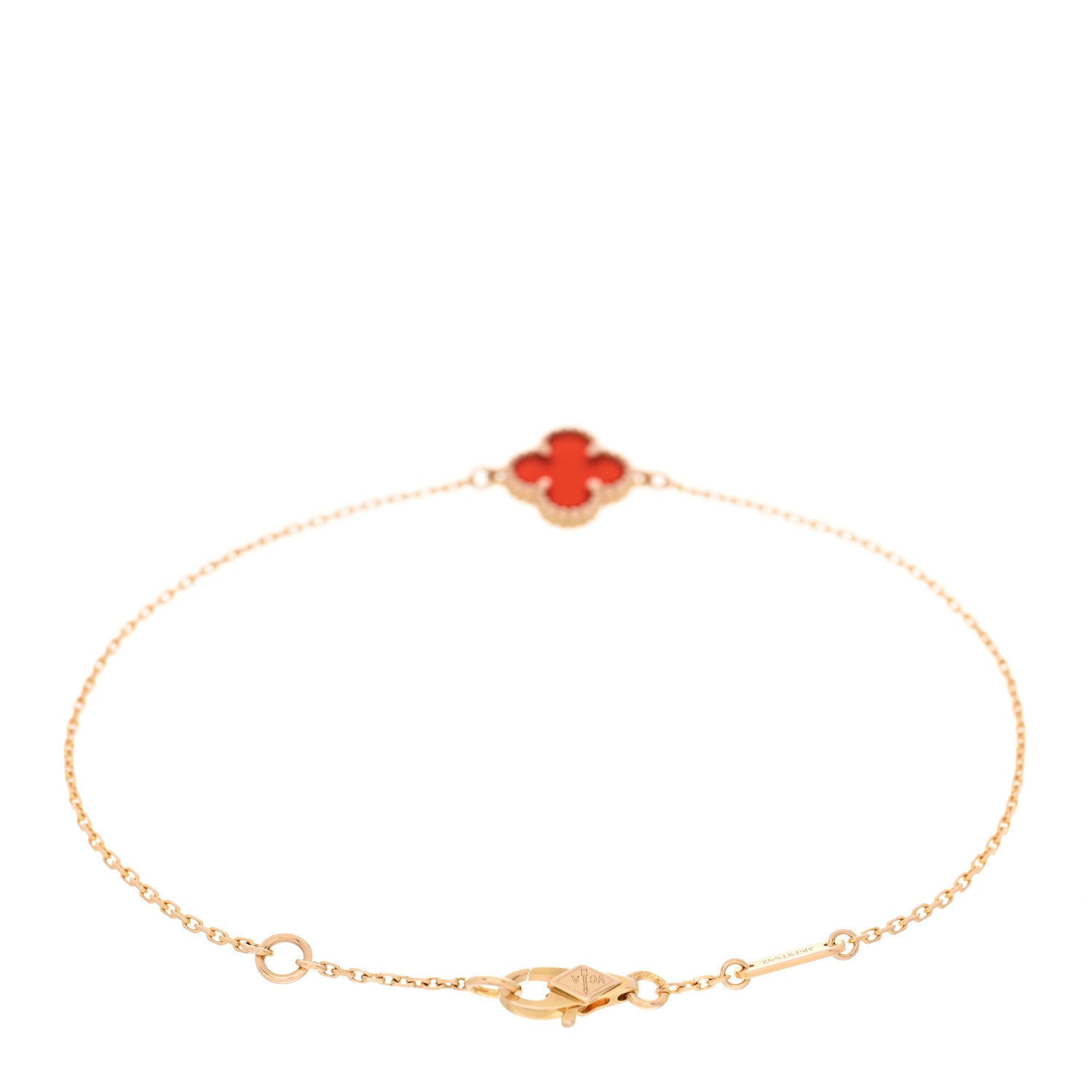 Van Cleef & Arpels 18K Rose Gold Carnelian Sweet Alhambra Bracelet 3 of 9