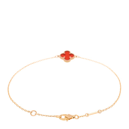 Van Cleef & Arpels 18K Rose Gold Carnelian Sweet Alhambra Bracelet 3 of 9