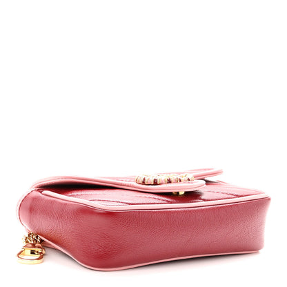 Gucci Azalea Calfskin Enamel Matelasse Diagonal Super Mini Torchon GG Marmont Shoulder Bag New Cherry Red Wild Rose 4 of 11