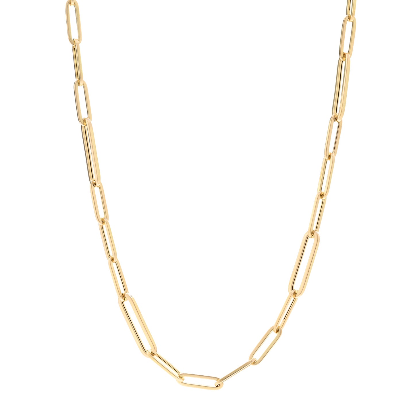 18K Yellow Gold Paper Clip Link Necklace 18"