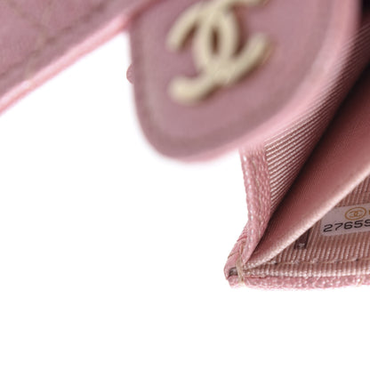 Chanel Iridescent Caviar Flap Quilted Card Holder Wallet Pink 8 of 9