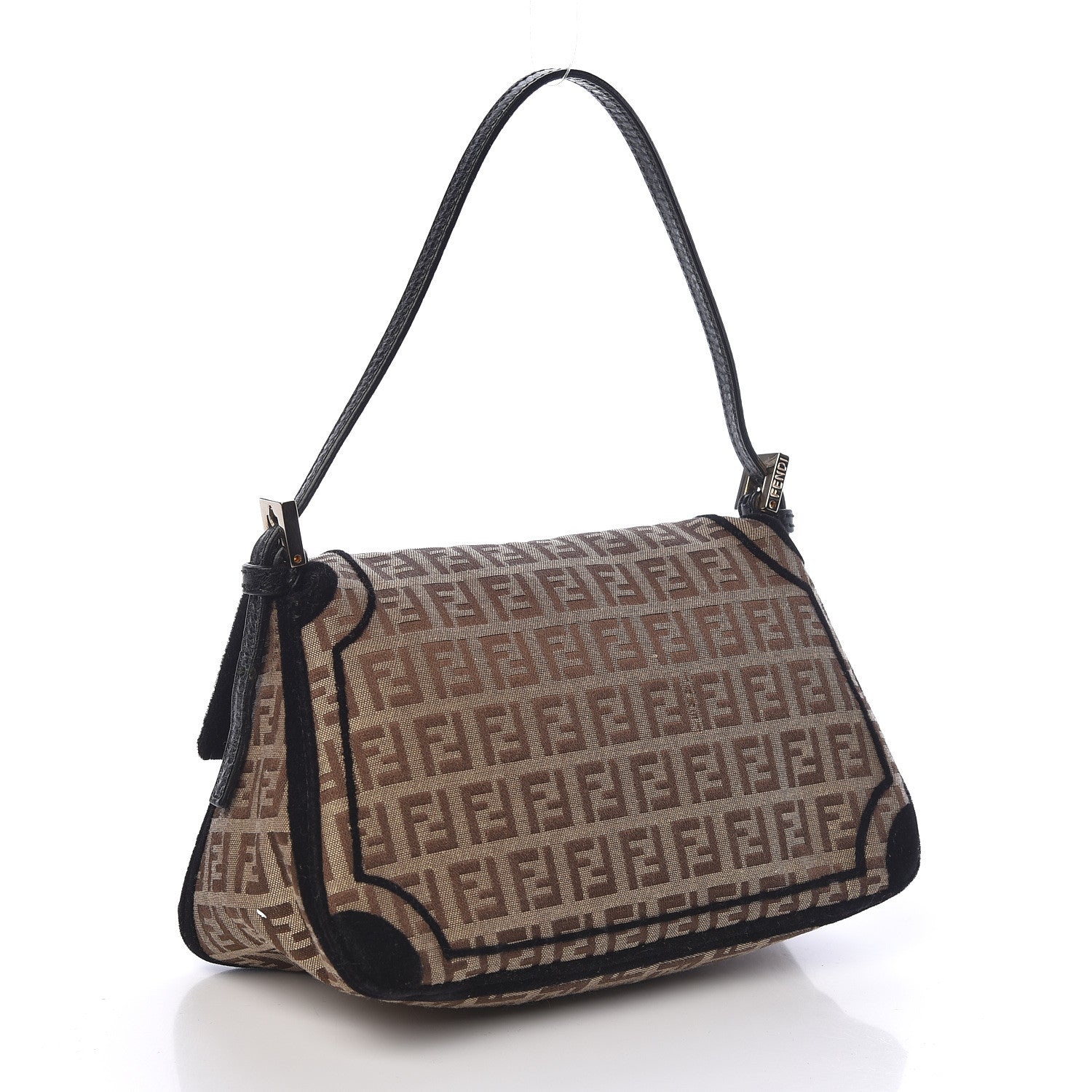 Fendi Zucchino Velvet Vitello Mini Mama Tube Bag Mogano Panna Black 3 of 11