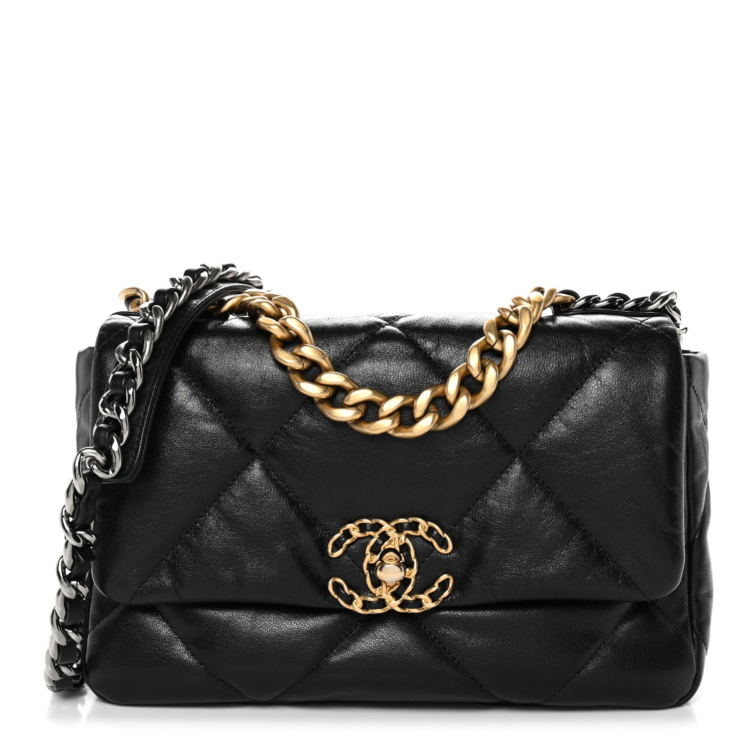Chanel Shiny Goatskin Quilted Medium Chanel 19 Flap Black 1 of 11