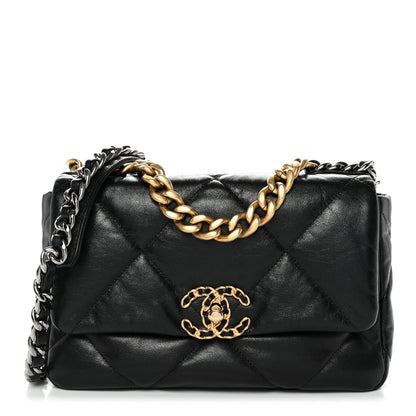 Chanel Shiny Goatskin Quilted Medium Chanel 19 Flap Black 1 of 11