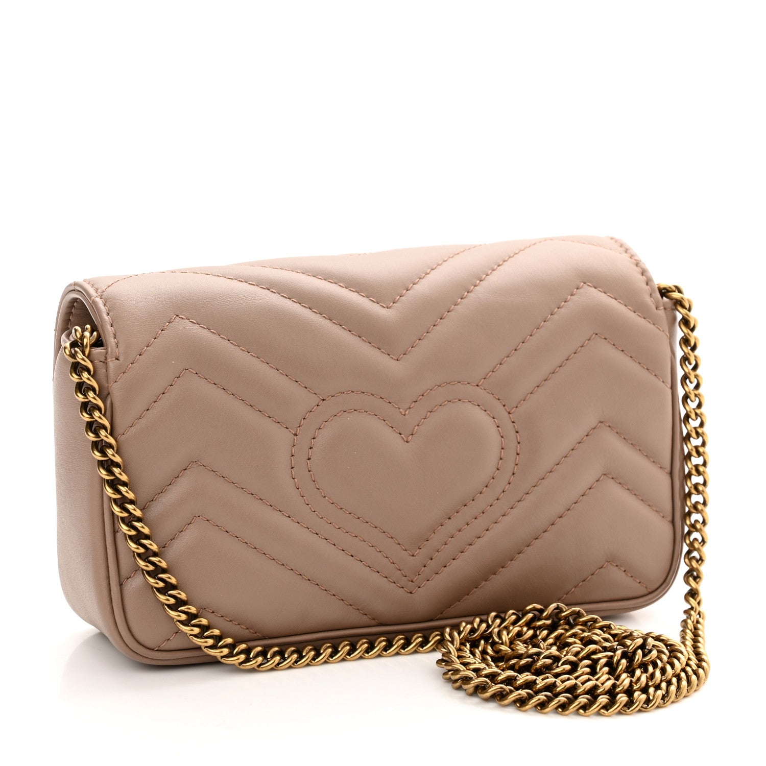 Gucci Calfskin Matelasse Super Mini GG Marmont Shoulder Bag Porcelain Rose 3 of 10