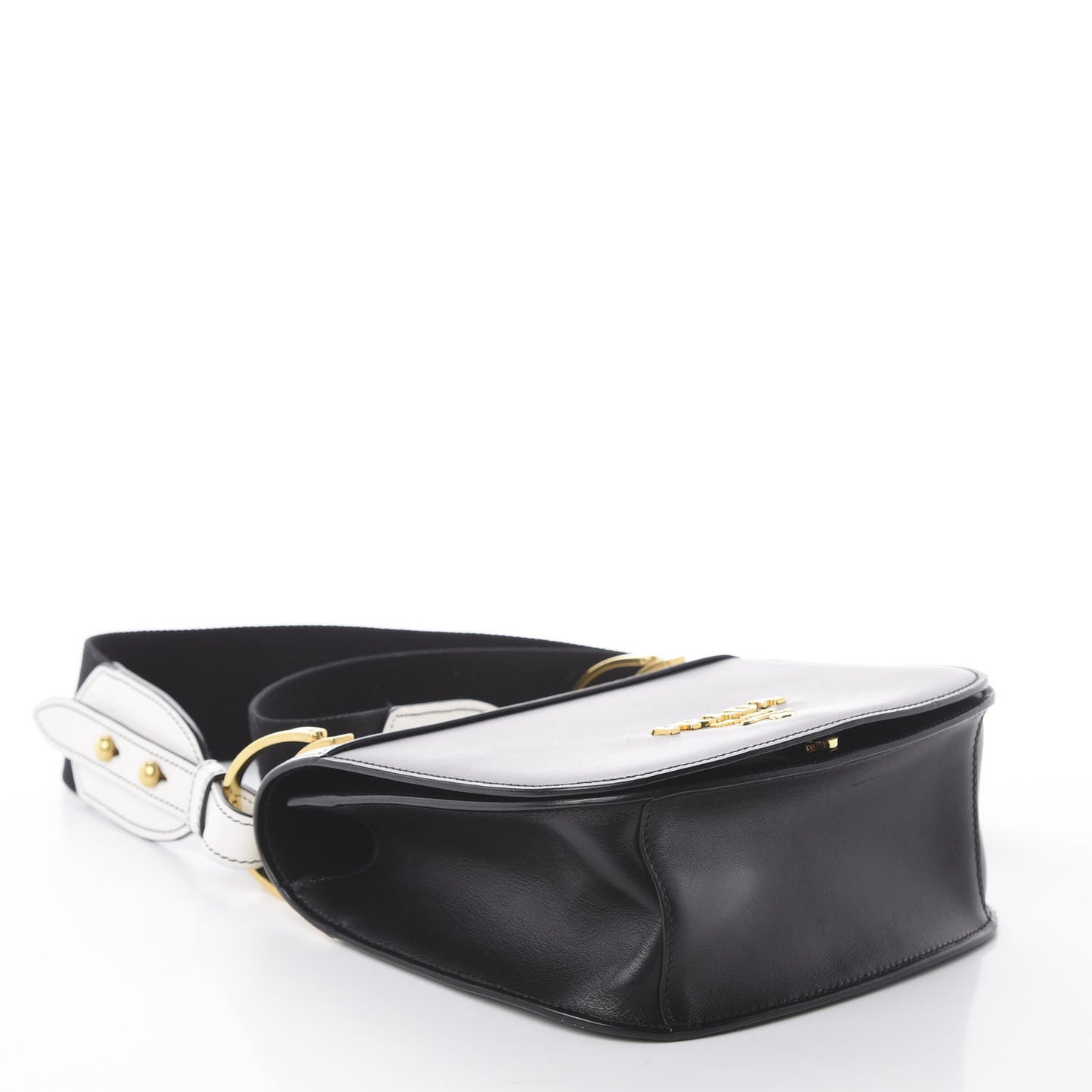 City Calfskin Pionniere Saddle Bag Black White