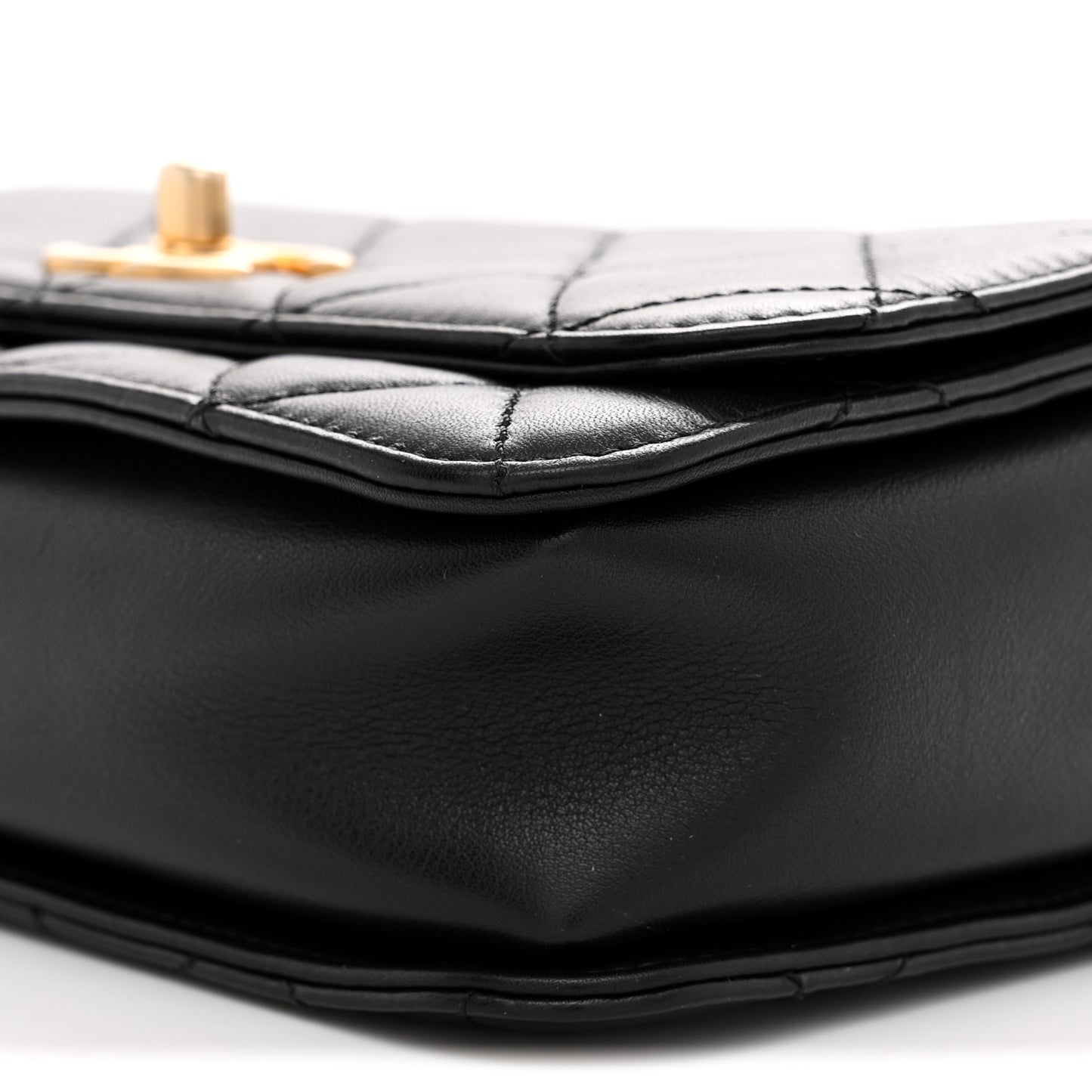 Lambskin Quilted Multiple Chain Flap Black