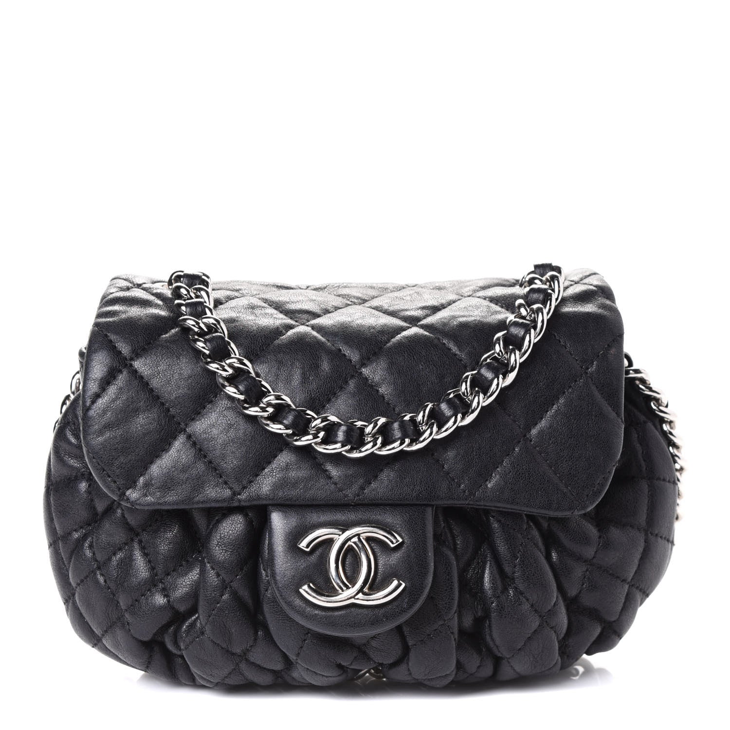 Chanel Washed Lambskin Quilted Mini Chain Around Messenger Black 1 of 5