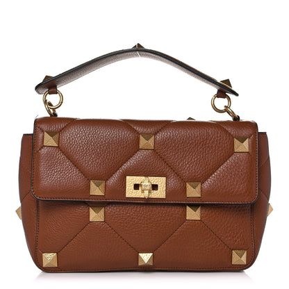 Valentino Garavani Grained Calfskin Large Roman Stud Shoulder Bag Selleria 1 of 8